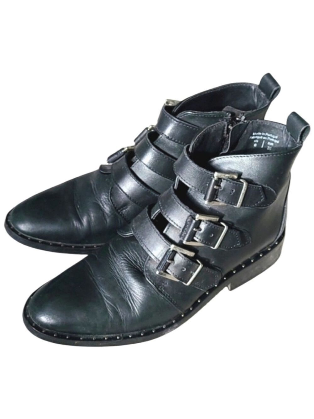 Aldo Black Ankle Boots Edgy Moto Style Size 6